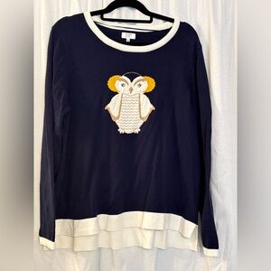 crown & ivy Navy Sweater with Owl Design
